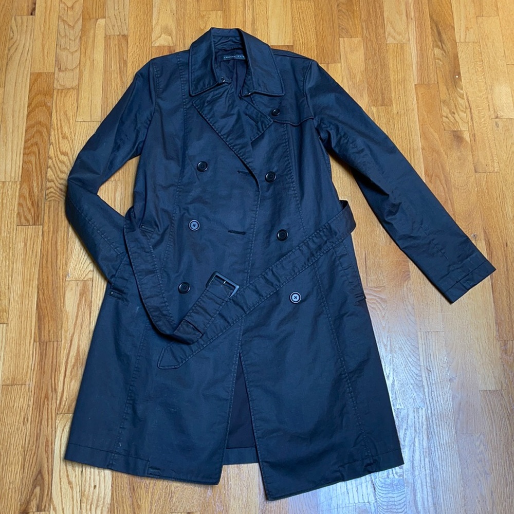 Uniqlo Denim Coated Black Trench Coat